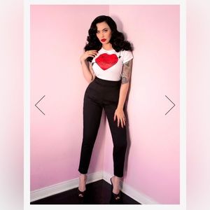 CIGARETTE PANTS IN BLACK TWILL - VIXEN BY MICHELINE PITT